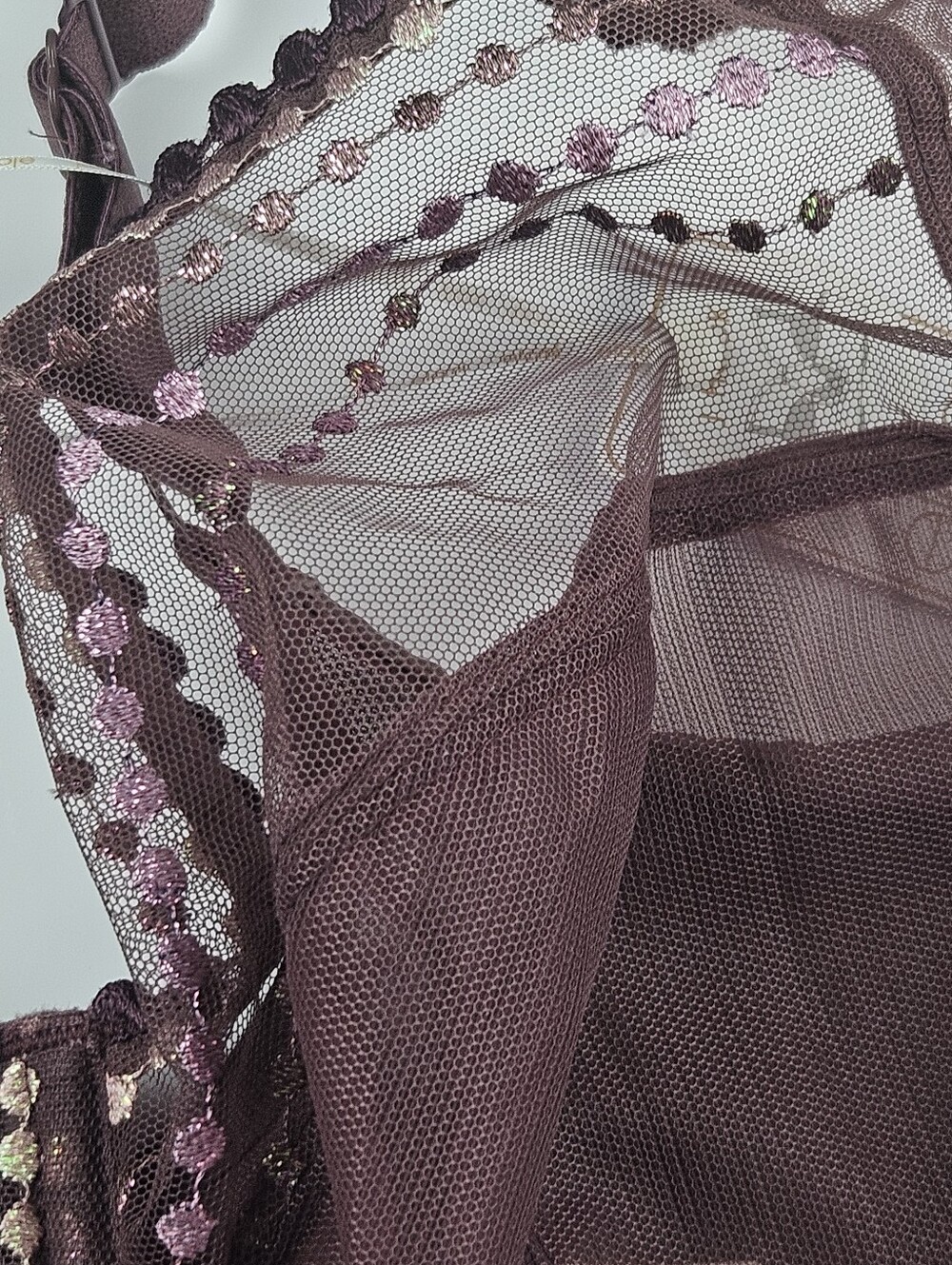 Elomi Matilda Sugerplum Plunge Mesh  Sheer Underwire Bra NWT Size 42J - Picture 4 of 15